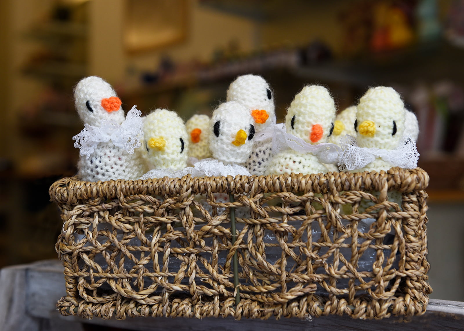 Hand made knitted chick egg covers