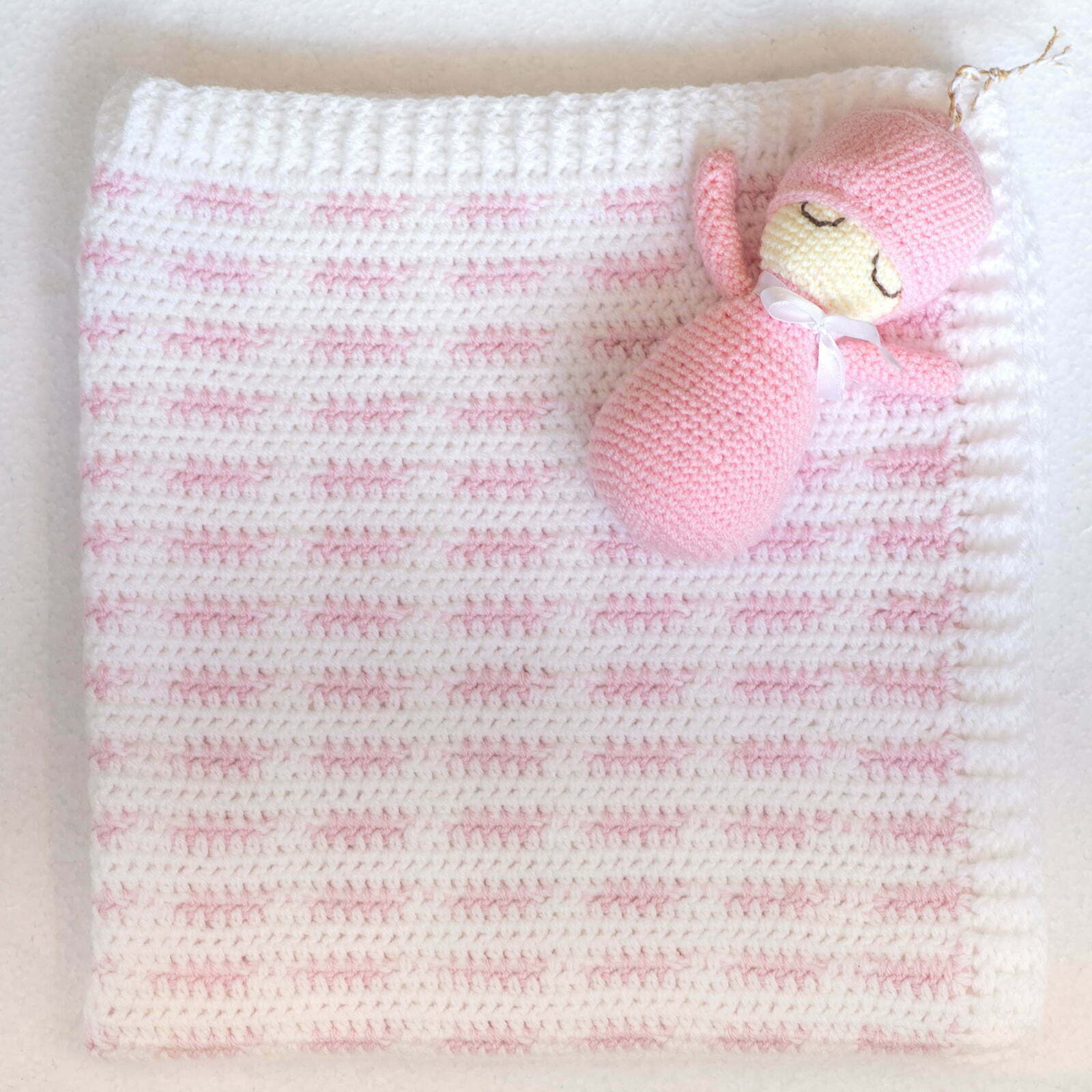 Hand knitted Pink Pram Blanket