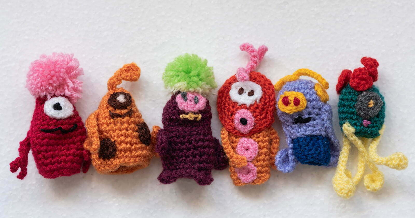 Hand made crochet monster finger Puppets
