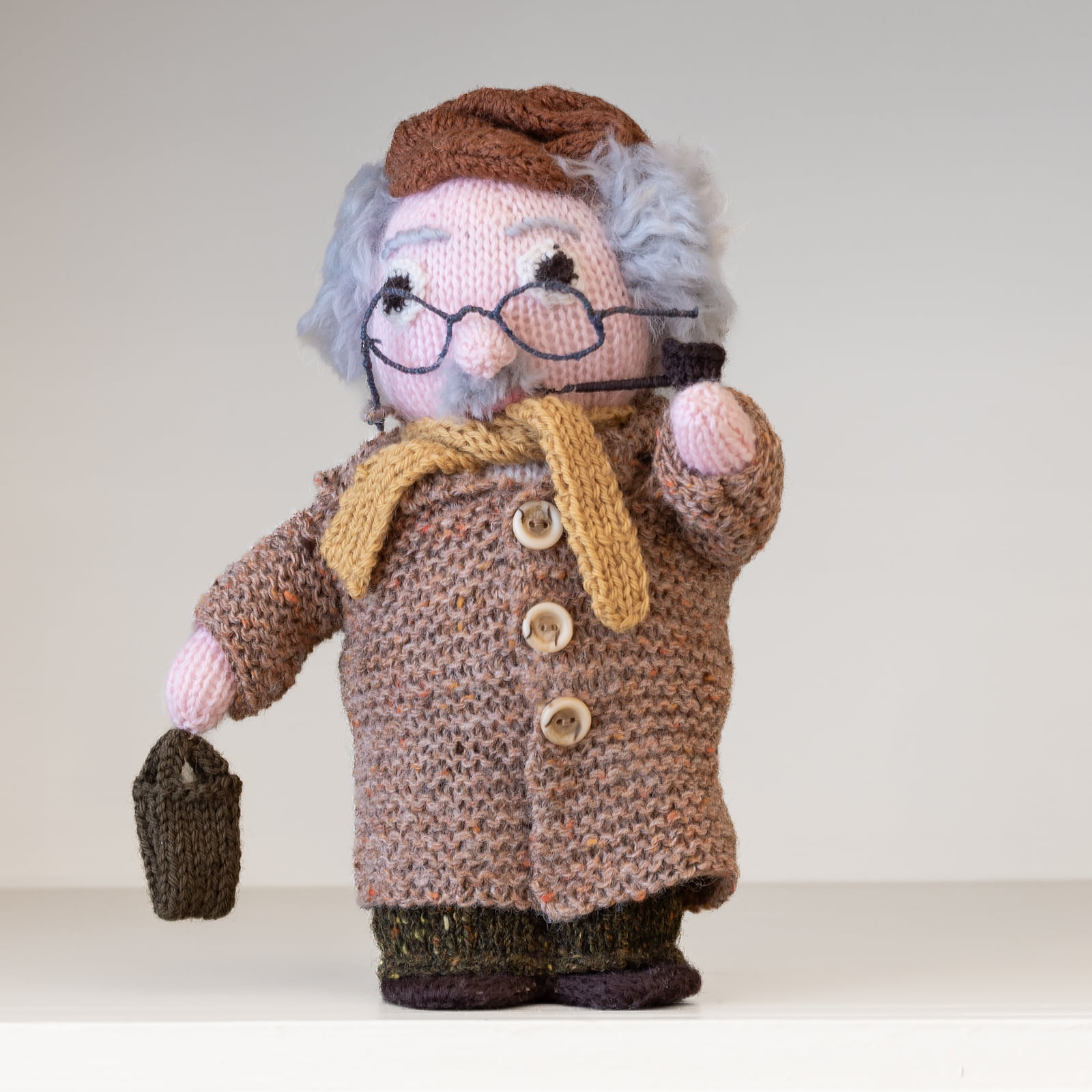 Hand made knitted Grandad toy