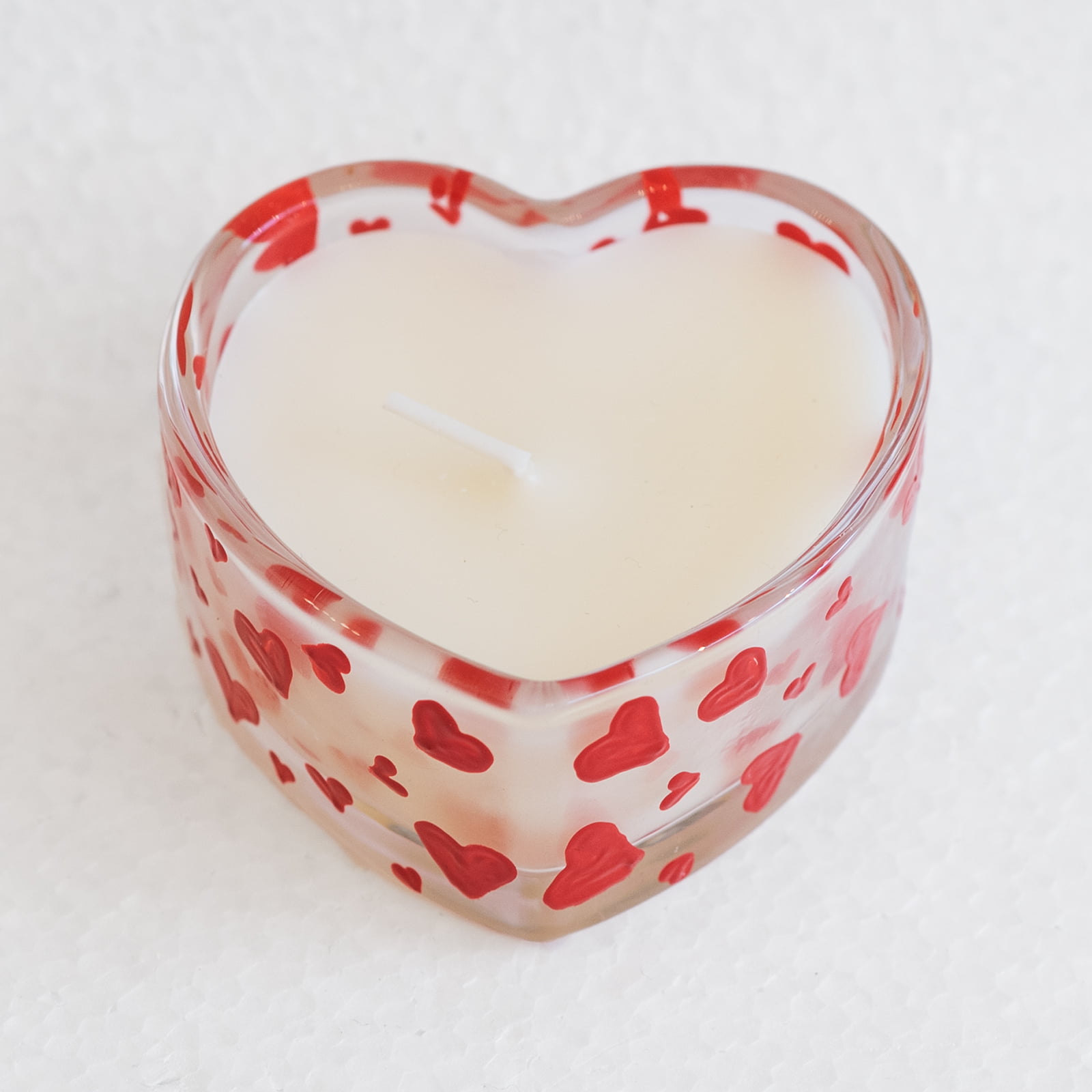 heart shaped glass candle