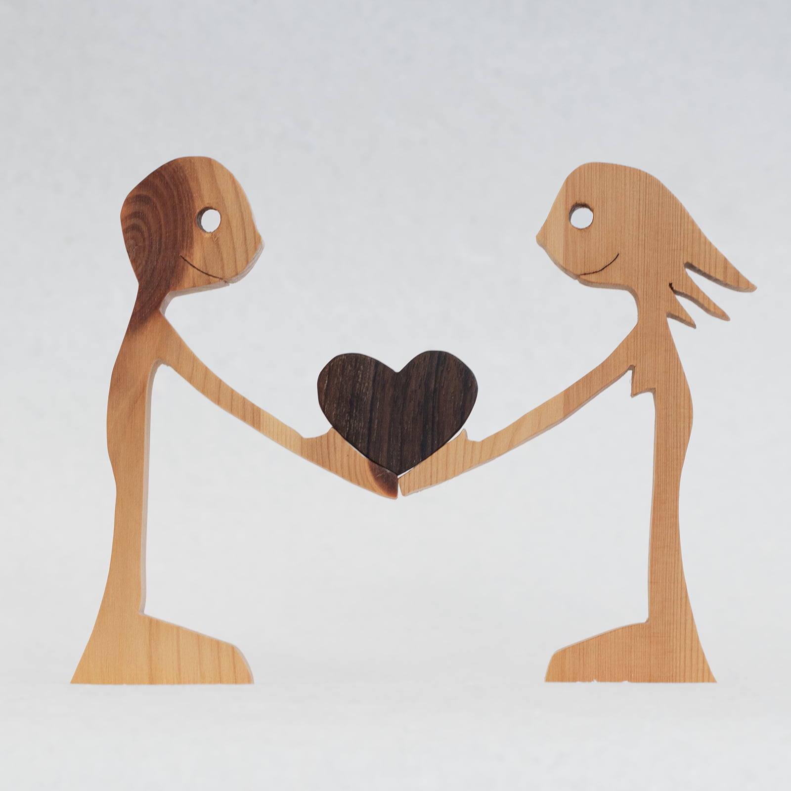 hand made wooden couple