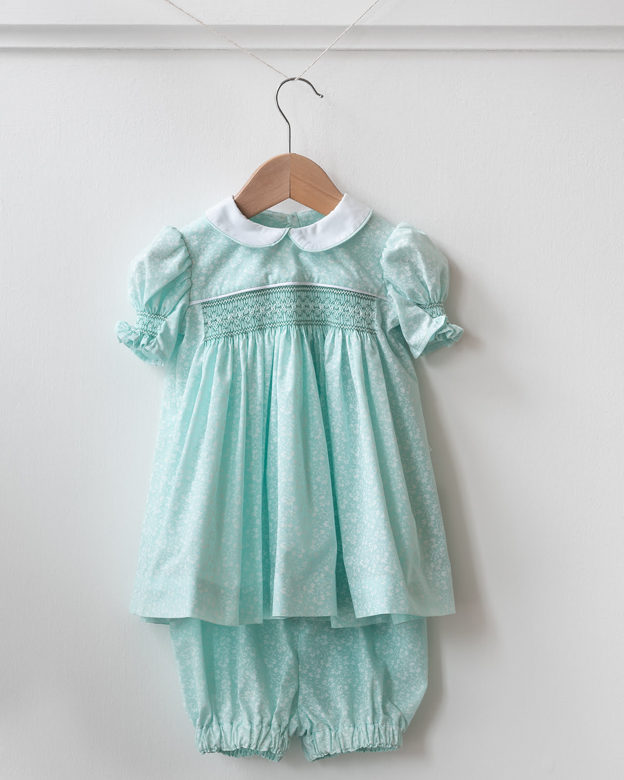 hand smocked baby dress and bloomers
