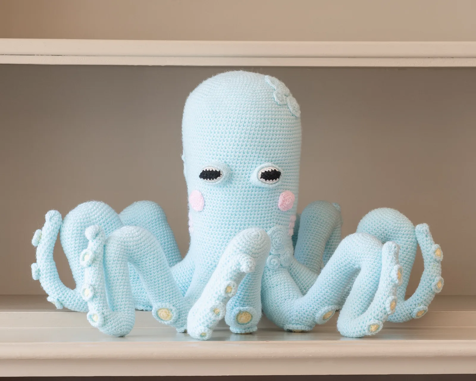 hand crochet blue large octopus